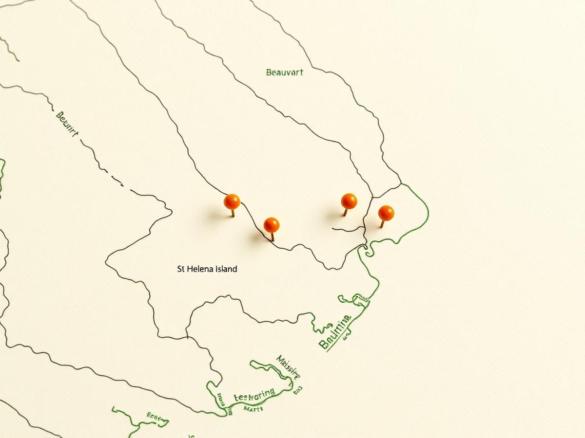 Illustrated map of the Beaufort and St. Helena Island area with truck stop pins